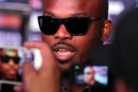 May 18, 2015, Los Angeles,Ca    --  Former two-division world champion and highly-rated pound for pound fighter TIMOTHY "Desert Storm" BRADLEY JR. (pictured) and undefeated World Boxing Association (WBA) super lightweight world champion JESSIE VARGAS will make their long-awaited 2015 debuts when they square off for the vacant Word Boxing Organization (WBO) welterweight title, Saturday, June 27, under the stars at StubHub Center in Carson, Calif.  The Southern California natives' fight will be televised live on HBO World Championship Boxing, beginning at 9:45 p.m. ET/PT.           Promoted by Top Rank®, in association with Tecate, tickets to the Bradley vs. Vargas welterweight championship event go on sale Tomorrow!  Tuesday, May 19, at 10:00 a.m. PT.  Priced at $150, $75, $50 and $25, (plus applicable taxes and fees), tickets can be purchased online at http://www.axs.com, by telephone at (888) 929-7849 or at the StubHub Center box office, Monday - Friday, 10:00 a.m. to 6:00 p.m.     ---   Photo Credit : Chris Farina - Top Rank (no other credit allowed)  copyright 2015