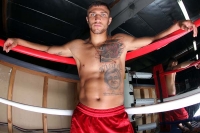 Sept. 25, 2014, Oxnard,Ca.  ---  WBO World Featherweight champion and two-time Olympic gold medalist Vasyl Lomachenko works out in Oxnard,Ca. for his upcoming title fight against Chonlatarn Piriyapinyo of Thailand.     Promoted by Top Rank® and Sands China Ltd., in association with MP Promotions, Joe DeGuardia's Star Boxing, Banner Promotions and Tecate, Lomachenko fights on the undercard of the Pacquiao vs. Algieri world welterweight championship event will take place Saturday, November 22, at the Cotai Arena in The Venetian Macao Resort in Macau,China. It will be produced and distributed live by HBO Pay-Per-View. --- Photo Credit : Chris Farina - Top Rank (no other credit allowed) copyright 2014